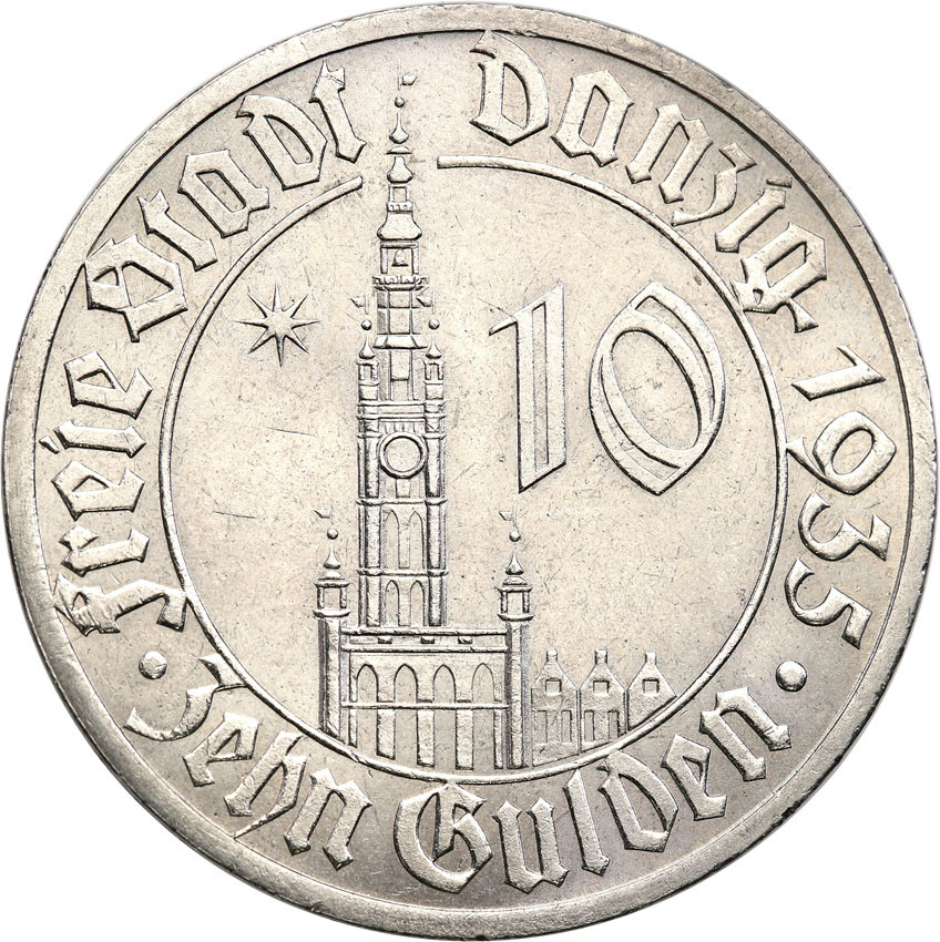 Wolne Miasto Gdańsk/Danzig. 10 guldenów 1935 Ratusz